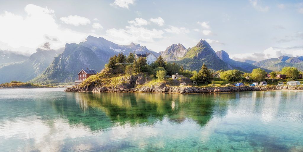 Eiland in de Lofoten, Noorwegen